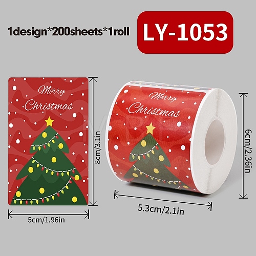 200Pcs Christmas Theme Paper Self-Adhesive Stickers DIY-M070-02J-1