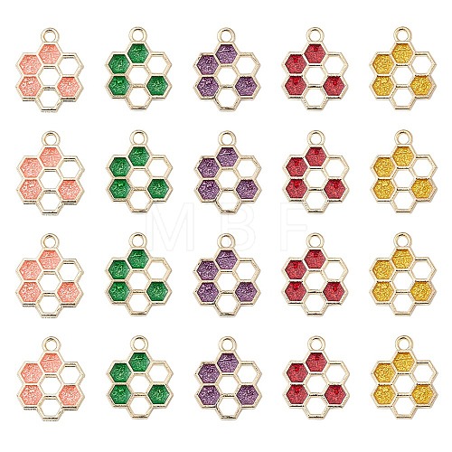 20Pcs 5 Colors Alloy Enamel Pendants ENAM-YW0002-83-1