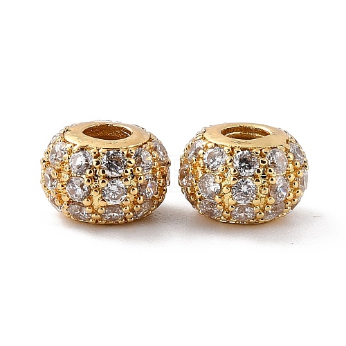 Eco-Friendly Brass Micro Pave Cubic Zirconia Beads ZIRC-C027-15G-RS-1