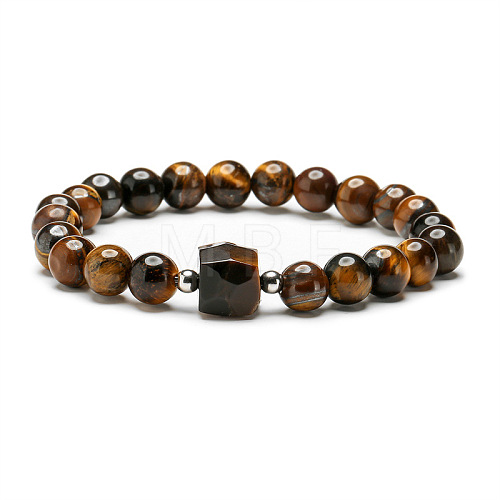 Natural Stone Beaded Bracelet with Tiger Eye and Blue Goldstone ST2329783-1