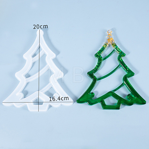 Hollow Christmas Tree DIY Pendant Silicone Molds DIY-I034-06-1