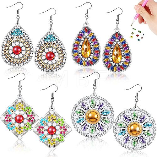 Teardrop/Rhombus/Round DIY Diamond Painting Earring Kits DIAM-PW0010-35A-1