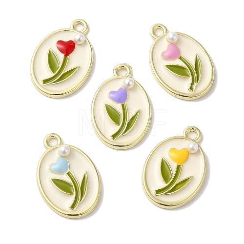 Rack Plating Alloy Enamel Pendants FIND-I039-033G-1