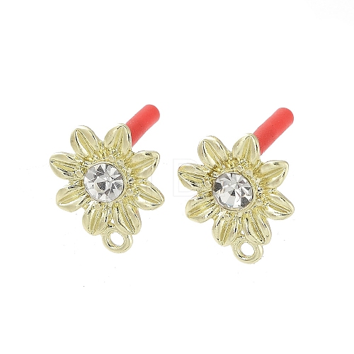Rack Plating Golden Alloy with Rhinestone Stud Earring Findings EJEW-B036-02G-14-1