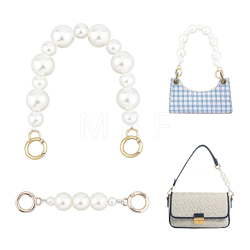 2Pcs 2 Style ABS Pearl & Acrylic Imitation Pearl Bag Strap FIND-WR0002-02-1