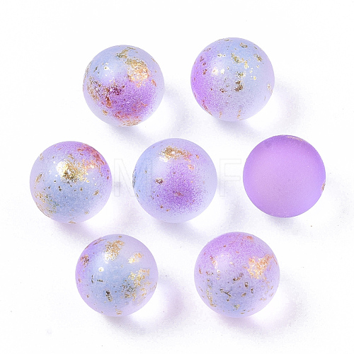 Transparent Spray Painted Frosted Glass Beads GLAA-N035-05A-01-1