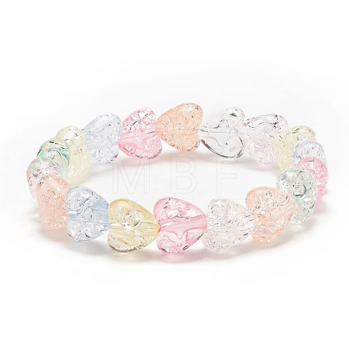 Candy Color Acrylic Heart Beaded Stretch Bracelet for Kids BJEW-JB08241-1