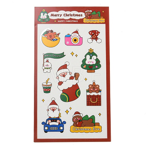 Christmas Theme PET Plastic Stickers AJEW-Q151-01F-1