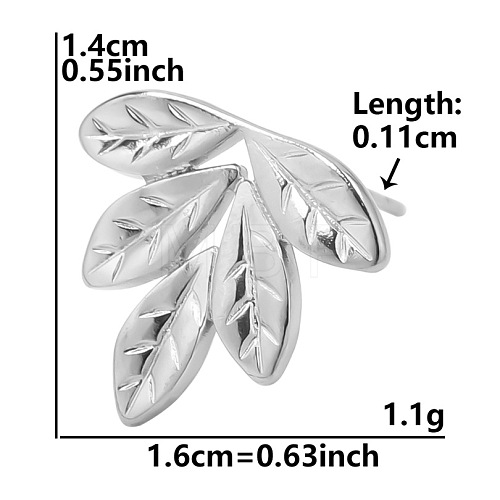 Non-Tarnish Fashion Leaf 304 Stainless Steel Stud Earrings for Women VG1798-5-1