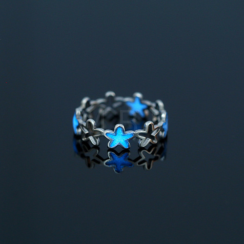 Luminous 304 Stainless Steel Star Finger Ring LUMI-PW0001-120D-1