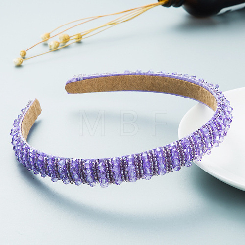 Bling Bling Glass Beaded Hairband OHAR-PW0007-27T-1