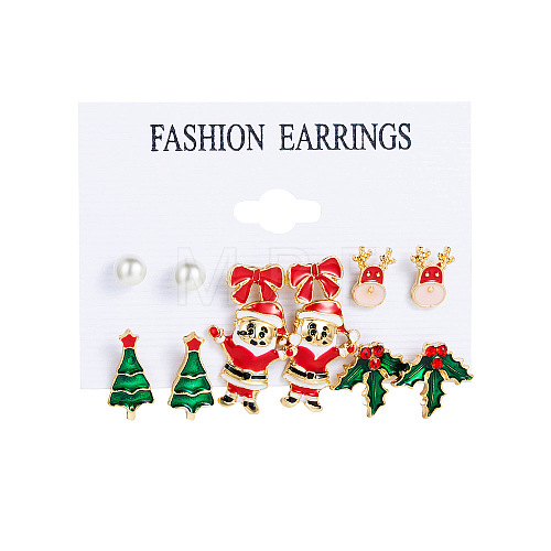 6 Pairs Alloy Enamel Earring Sets WG06580-10-1