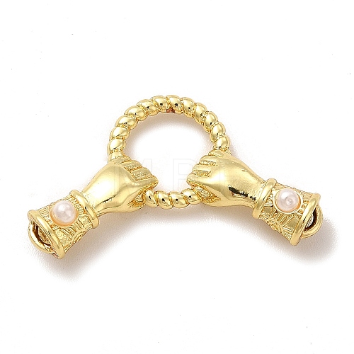 Rack Plating Brass with White Plastic Connector Charms KK-G459-03G-1