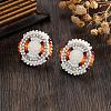 Bohemian Style Vintage Colorful Glass Seed Bead & Rhinestone Beaded Stud Earrings VY5957-7-1