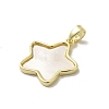 Brass Pave Shell Pendants KK-I708-14D-G-2