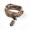 Wrap Style Buddhist Jewelry Camphorwood Round Beaded Bracelets or Necklaces BJEW-R281-37-3