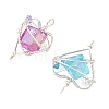 5Pcs 5 Colors Electroplated Natural Quartz Copper Wire Wrapped Pendants PALLOY-TA00429-2