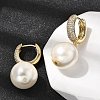 Round Brass Micro Pave Clear Cubic Zirconia Hoop Earrings EJEW-H180-01A-G-2