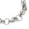 Non-Tarnish Round 304 Stainless Steel Byzantine Chain Bracelets for Men BJEW-B093-06P-3