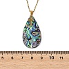 Natural Paua Shell Teardrop Pendant 304 Stainless Steel Cable Chain Necklaces NJEW-JN06362-4