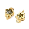Brass Pave Cubic Zirconia Star Connector Charms KK-P348-08G-02-2