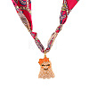 Alloy Enamel Halloween Ghost Pendant Necklaces with Printed Cloth Scarf FS-WGF78C2-01-1