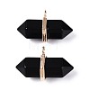 Natural Obsidian Double Terminal Pointed Pendants G-N345-09J-1