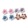 Brass Enamel Flower Stud Earrings EJEW-P322-03P-4