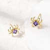 Spider Brass Micro Pave Cubic Zirconia Stud Earrings EJEW-L306-04G-01-2