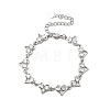 Heart Brass Micro Pave Cubic Zirconia Link Chain Bracelets BJEW-L715-01P-01-4