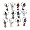 Natural & Synthetic Gemstone & Brass Cuff Rings for Women RJEW-G374-01P-2