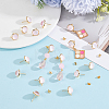20Pcs Flat Round Brass & Glass Stud Earrings KK-BBC0028-26-4