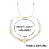 Adjustable Brass Flat Round with Religion Cross & Imitation Pearl Braided Bead Bracelets for Women FT2047-7