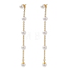 304 Stainless Steel with Plastic Pearl Stud Dangle Earrings EJEW-Q386-02C-G-1