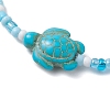 Dyed Synthetic Turquoise Beaded Stretch Bracelets for Kids BJEW-JB110102-01-3