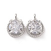 Brass Micro Pave Clear Cubic Zirconia Charms KK-E068-VF205-2