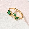 Flower Brass Glass Adjustable Finger Rings GL-CBA18A7-01G-02-3