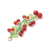 Glass Seed Beads Cherry Pendants PALLOY-MZ00820-4