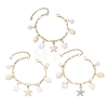 3Pcs 3 Colors Natural Freshwater Shell Beads & Alloy Enamel Charm Bracelets BJEW-JB12214-2