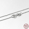 Trendy Rhodium Plated 925 Sterling Silver Ball Chain Necklaces STER-M050-1.0A-09-1