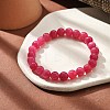 Natural Dyed & Heated  Chalcedony Imitation Rhodochrosite Beaded Stretch Bracelets for Women Men BJEW-F483-05-1-2