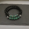 Natural Lava Rock & Frosted Stone Round Beads Stretch Bracelet Set Women DF9720-4-1