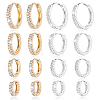 8 Pairs 8 Styles Brass Micro Pave Clear Cubic Zirconia Hoop Earrings EJEW-AR0001-15-1