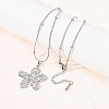 304 Stainless Steel Textured Flower Pendant Necklaces for Women NJEW-C117-01A-P-3