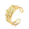 Ion Plating(IP) 304 Stainless Steel Leaf Open Cuff Ring for Women RJEW-I085-25G-1