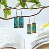 2 Pairs 2 Colors Glass Rectangle with Leaf Dangle Earring EJEW-FI0001-16-7
