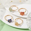 4Pcs 4 Styles Natural Mixed Gemstone Star Finger Rings GG-CJA9F5-G-2