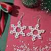 Snowflake Glass Dangle Earrings EJEW-TA00474-2