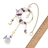 Natural Mixed Gemstone & Brass Ring Suncatcher with 304 Stainless Steel Sun Moon Star Charm HJEW-JM05009-4