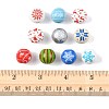 60Pcs 10 Styles Christmas Spray Painted Schima Wood Beads WOOD-FS0002-45-5